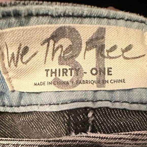 We The Free Thirty-One Urban Outfitters Black Denim Skirt Belted Size 31 Raw Hem - Picture 3 of 7